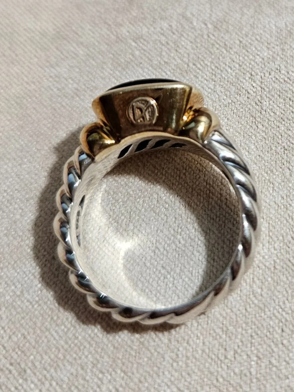 David Yurman Noblesse Black Onyx Silver with 14k gold ring size 6